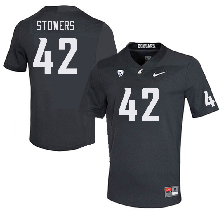 Men #42 Marcus Stowers Washington State Cougars College Football Jerseys Stitched Sale-Charcoal